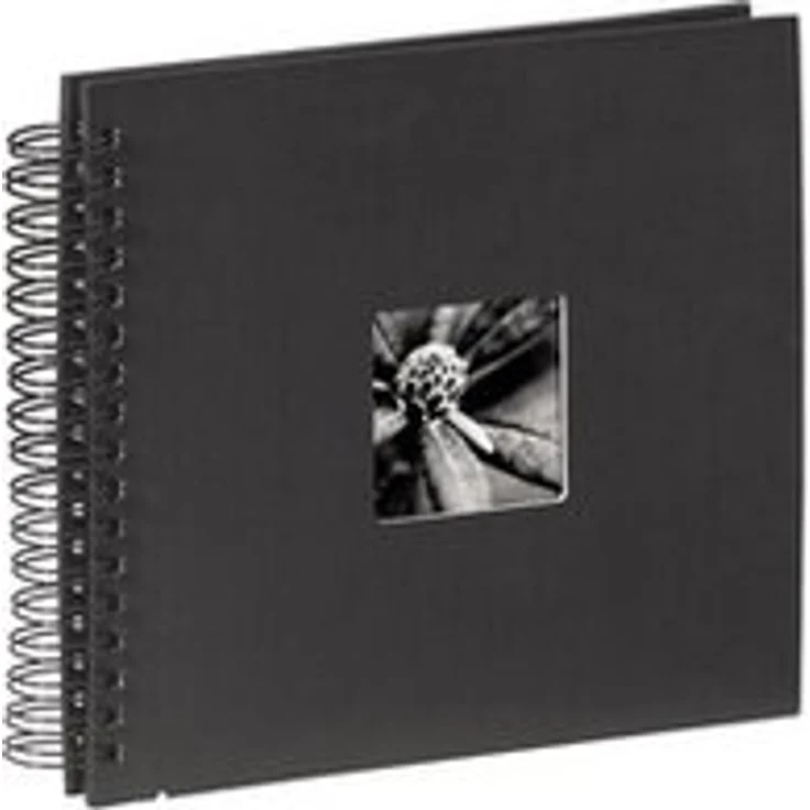 Hama Fotoalbum, 28 x 24 cm, 50 schwarze Seiten, 25 Blatt, mit Ausschnitt für Bildeinschub, Fotobuch schwarz – Bild 1