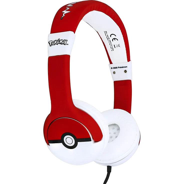 OTLTECHNOL Pokemon Pokeball JUNIOR On-Ear-Kopfhörer geeignet für Kinder, rot, weiß