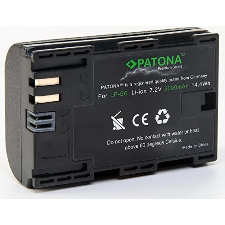 Patona Premium Akku für Canon LP-E6 - Intelligentes Akkusystem - neueste Generation für Canon EOS 60D 60Da 70D 80D 5D Mark II III 6D 7D Mark II
