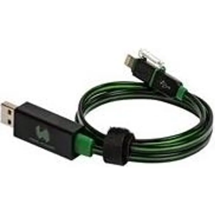 RealPower 185962 LED floating cable 2in1, LED Lade- und Datenkabel mit Micro-USB und Lightning, für Android Smartphones und weitere, (schwarz-grüne LEDs)