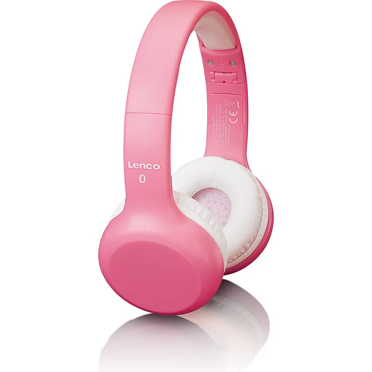 Lenco HPB-110PK - faltbarer Bluetooth Kopfhörer mit Lautstärkebegrenzung für Kinder, inkl. Sticker, pink