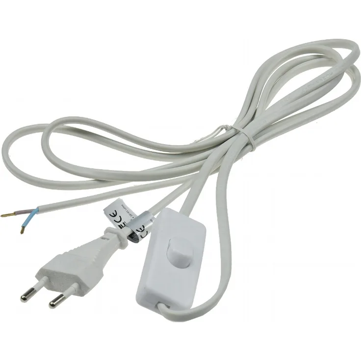 Anschlußkabel 2-pol 2.0m weiß - Schnurschalter