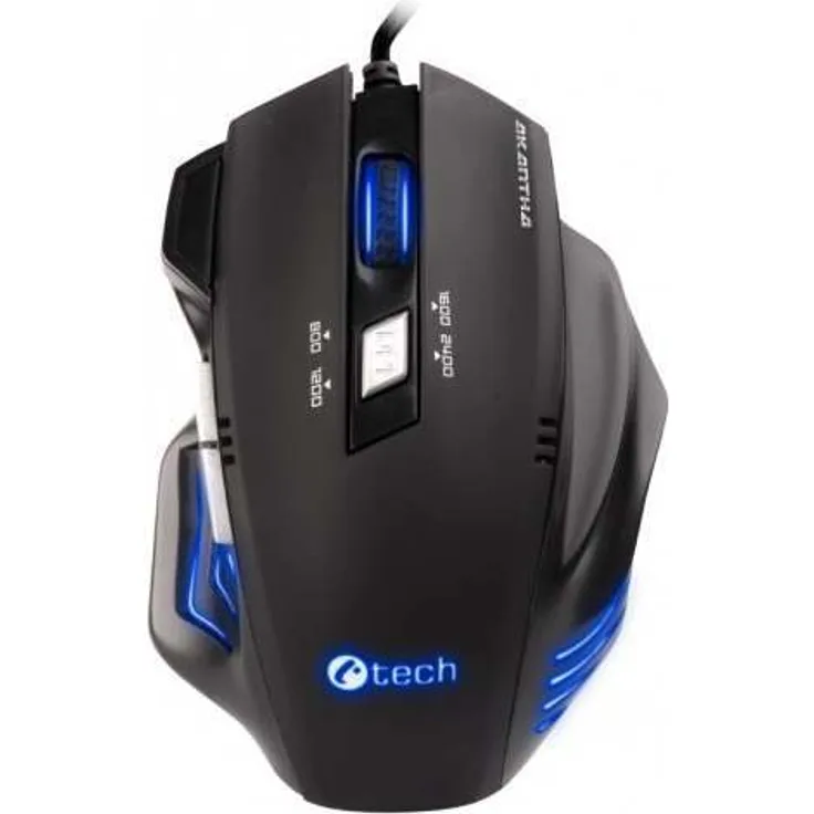 C-TECH MYSCT3221 Maus USB Optisch 2400 DPI rechts Schwarz, Blau - Mäuse (rechts, Optisch, USB, 2400 DPI, Schwarz, Blau)