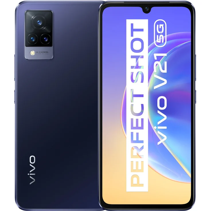 Vivo V21 5G Smartphone 16,4cm (6,44 Zoll) AMOLED-Display, 128GB interner Speicher, 8GB RAM, Dual-SIM, Android 11, Dusk Blue – Bild 4