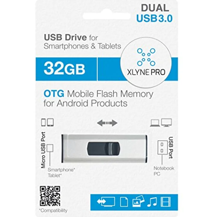 XLYNE PRO OTG 32 GB USB 3.0 Stick für PC (USB) und Smartphones- Tablets (microUSB) Lesegeschwindigkeit: Bis zu 30 MB-s, Schreibgeschwindigkeit: Bis zu 10 MB-s