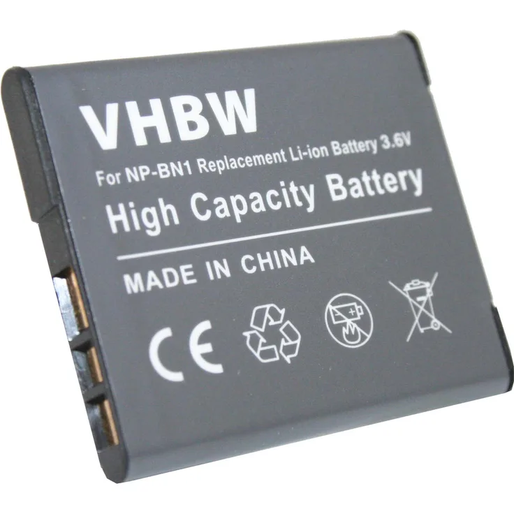 vhbw Li-Ion Akku 600mAh (3.6V) für Kamera Camcorder Video Sony Cybershot DSC-W670, DSC-W690, DSC-W710, DSC-W730, DSC-W810, DSC-W830 wie Sony NP-BN1.