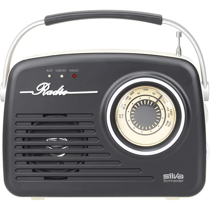 Silva-Schneider Mono 1965, Kofferradio, Netz- oder Batteriebetrieb, schwarz