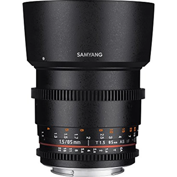 Samyang 85-1,5 Objektiv Video DSLR II Nikon F manueller Fokus Videoobjektiv 0,8 Zahnkranz Gear, Porträtobjektiv schwarz – Bild 1