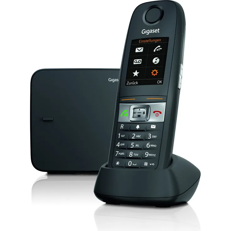 Gigaset E630 schnurloses Telefon, DECT-Telefon, extra robustes Universal-Mobilteil mit wasserfester Tastatur und hell beleuchtetem Farbdisplay, Analog-Telefon, schwarz