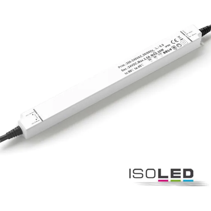 ISOLED LED Trafo 24V-DC, 0-60W, IP66, SELV