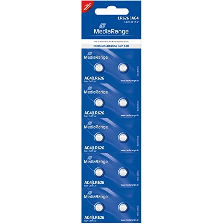 MediaRange Premium Alkaline Knopfzellen, AG4|LR626|1.5V, 10er Pack