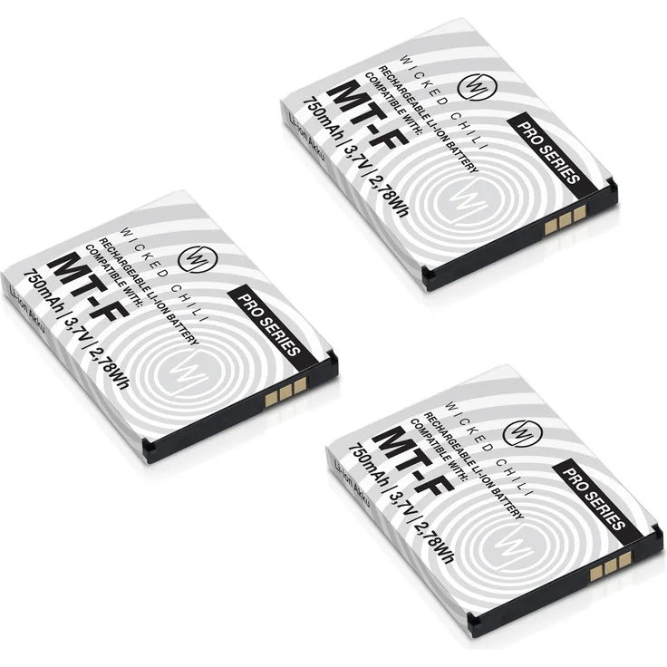 Wicked Chili 3 Stück Akku kompatibel mit AVM Fritz!Fon C5 - C4 - M2 - Fritzfon Telefon Zusatzakku Ersatz-Akku für Original AVM Fritz Fon 312BAT006, 312BAT016 (750mAh Li-Ion)