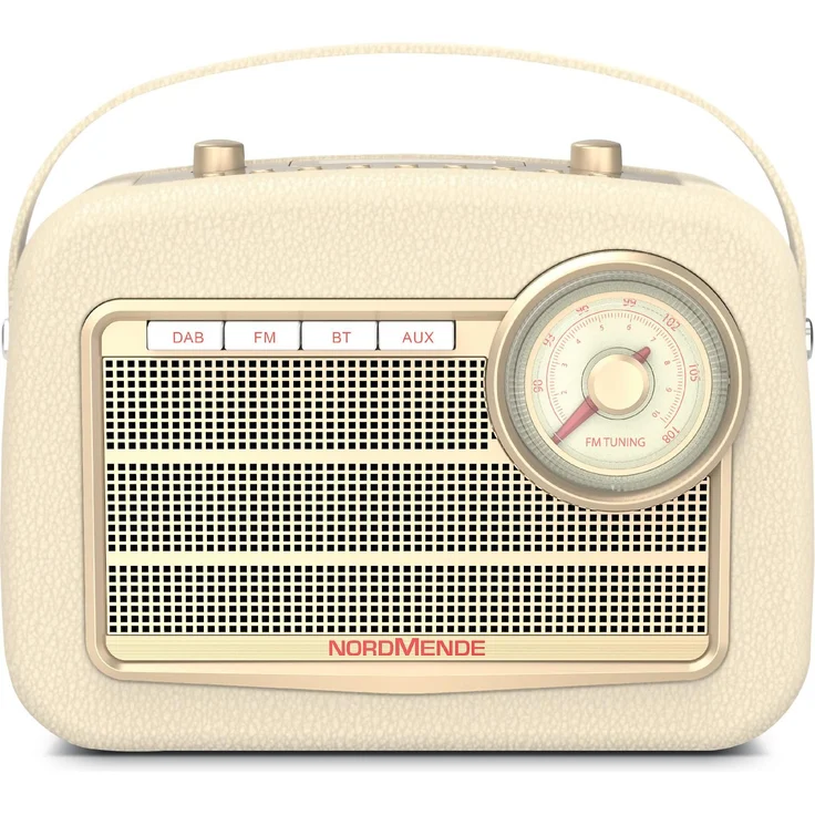 Nordmende Transita 130 Retro Tragbares Radio mit Bluetooth, LCD-Display, beige – Bild 1