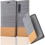 cadorabo Hülle für Nokia 5 2017 in HELL GRAU BRAUN Handyhülle mit Magnetverschluss, Standfunktion und Kartenfach Case Cover Schutzhülle Etui Tasche Book Klapp Style