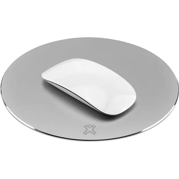 Xtrememac - Rundes Office Mousepad aus Aluminium, Anti-Rutsch-Beschichtung, Extrem strapazierfähig & gleitfähig, Mauspad zum Arbeiten, Studieren, Browsen, Gaming, Mouse Zubehör, Mouse Pad - Silber