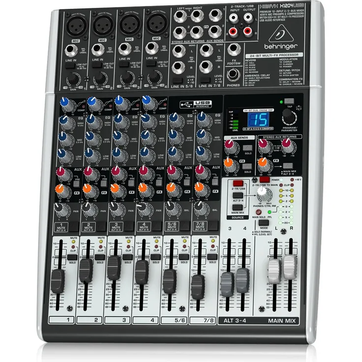 Behringer Xenyx X1204USB Mischpult mit USB-Audio-Interface (12-Kanal, 2/2 Bus)