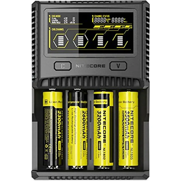 Nitecore SC4 - Profiladegerät für Li-Ion und NiMH Akkus, LCD-Display