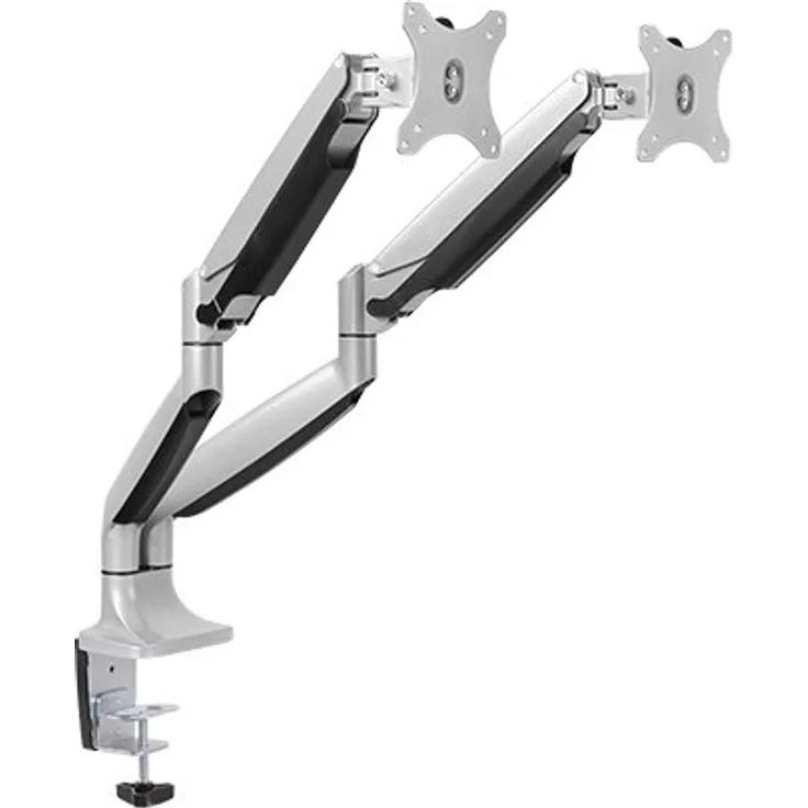 Gasdruck Dual 2 Fach Aluminium Tischhalterung für LED und LCD Monitore bis 32 Zoll VESA 75x75 100x100 HALTERUNGSPROFI OFFICE-GS324A (2 Monitore)