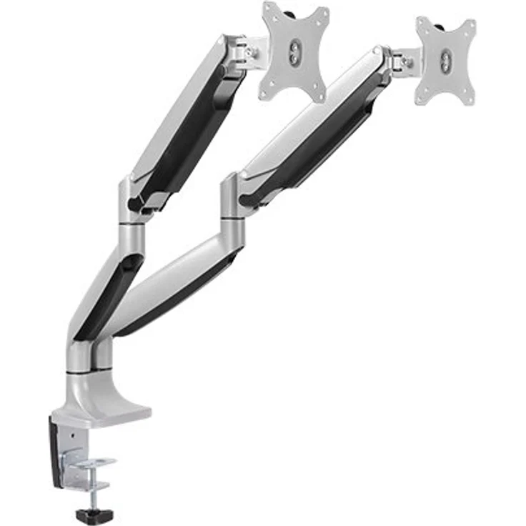 Gasdruck Dual 2 Fach Aluminium Tischhalterung für LED und LCD Monitore bis 32 Zoll VESA 75x75 100x100 HALTERUNGSPROFI OFFICE-GS324A (2 Monitore) – Bild 1