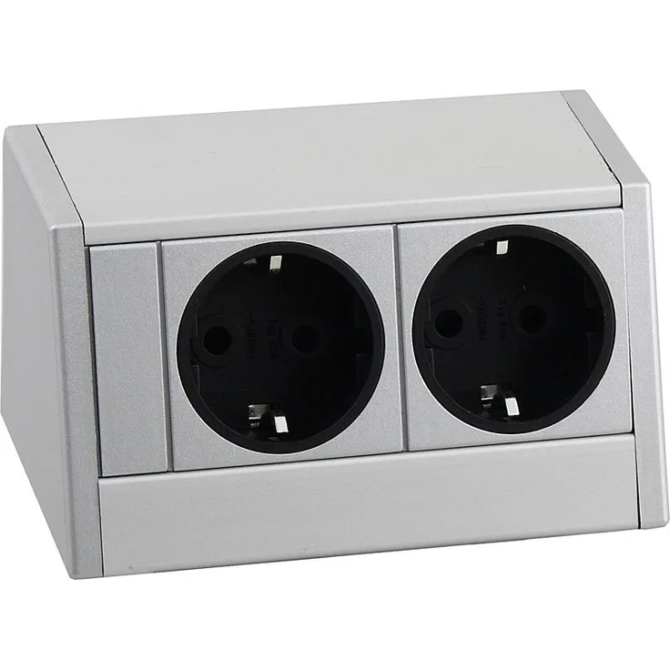 Schulte 159800006500 Evoline R-Dock, 2 x VDE Steckdosen Aluminium