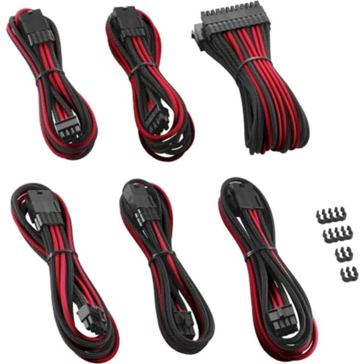 CableMod CM-PCAB-BKIT-NKKR-3PK-R Kabelverlängerungsset, Schwarz-Rot