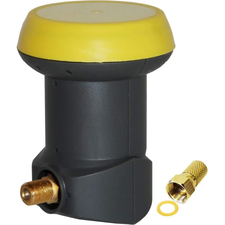 Humax Gold Single LNB, digitales Satelliten universal LNB mit LTE-Filter für 1 Teilnehmer inkl. Wetterschutztülle + F-Stecker für besten Satempfang in HD, Full HD, UHD, 4K und 8K – Bild 1