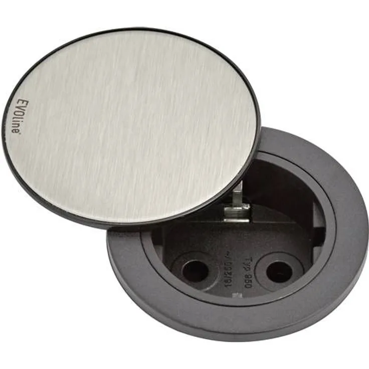 EVOline 159280003900 Einbau-Steckdosenleiste 1fach Edelstahl, schwarz