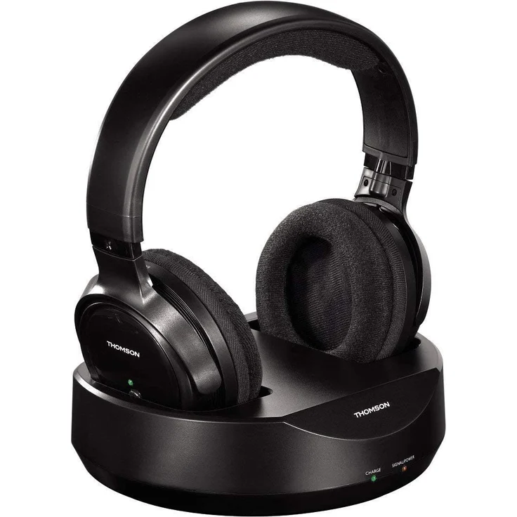 Thomson Funkkopfhörer WHP3001BK mit Ladestation Over-Ear-Kopfhörer, schwarz – Bild 1