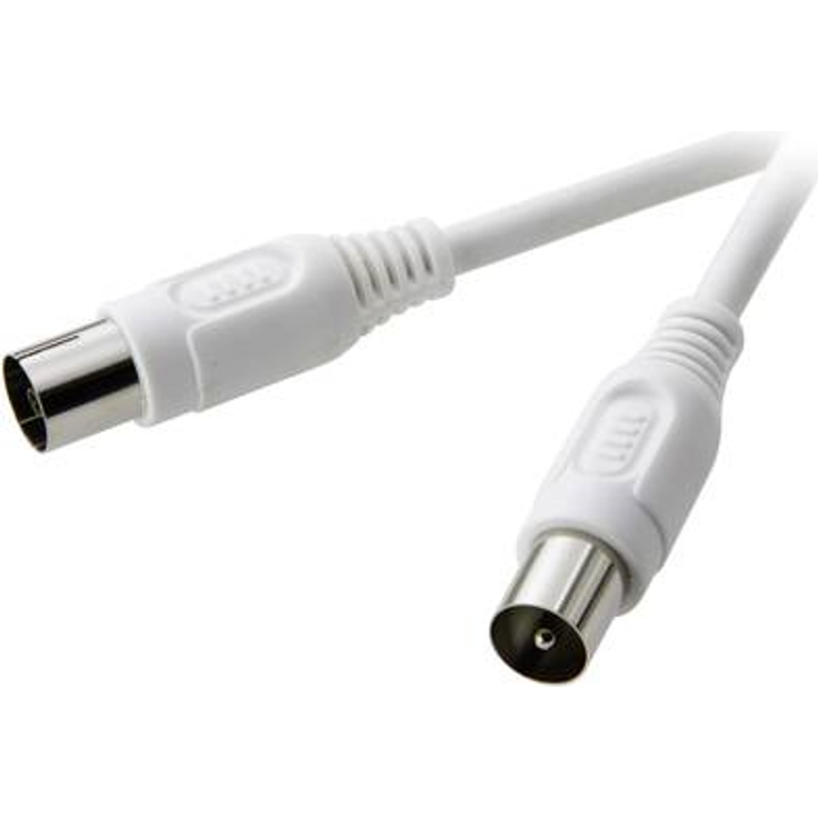 SpeaKa Professional Antennen Anschlusskabel [1x Antennenstecker 75- 1x Antennenbuchse 75 ] 1.50 m 75 dB Weiß (SP-7870396)