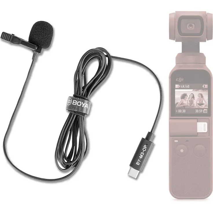 Boya BY-M3-OP Lavalier-Ansteckmikrofon, digital, omnidirektional, USB-Typ-C-Stecker, kompatibel mit DJI OSMO Taschenkamera für Vlog-Film-Videoaufnahmen