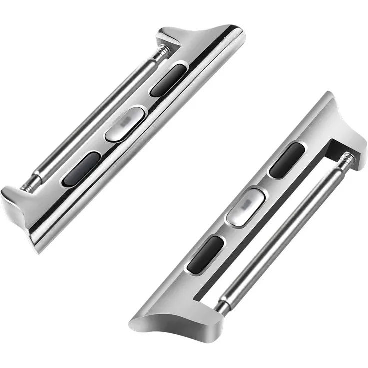 Burkley Apple Watch Connector Adapter mit Federsteg 42-44mm Stegbreite 24mm in Silber