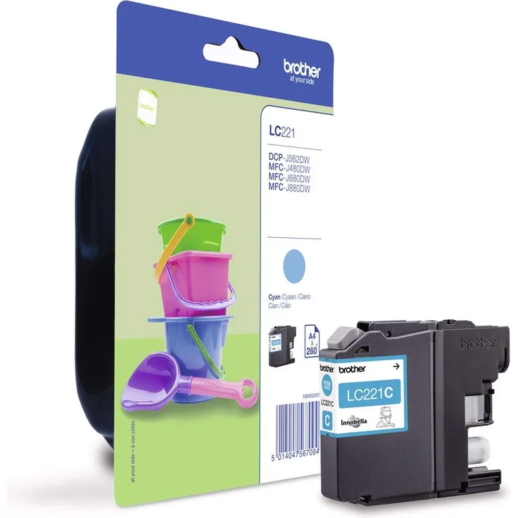 Brother Original Tintenpatrone LC-221C (cyan) (kompatibel mit Brother DCP-J562DW, MFC-J480DW, MFC-J680DW, MFC-J880DW)