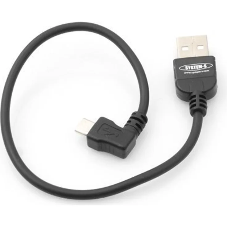 System-S Micro USB Kabel Winkelstecker Datenkabel und Ladekabel 90° gewinkelt 20 cm