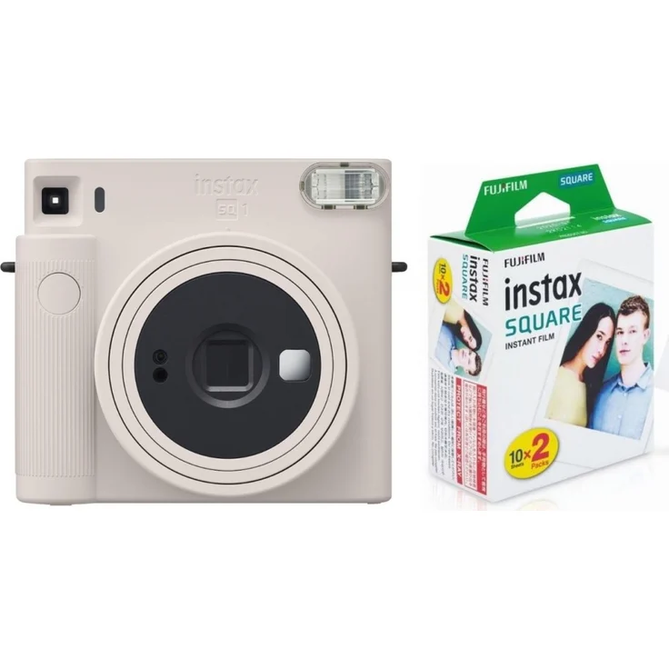 Fujifilm Instax SQUARE SQ1 chalk white EX D Sofortbildkamera + Fujifilm Instax SQUARE Film Doppelpack