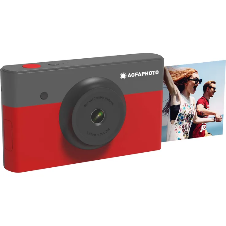 Agfa Photo Realipix Mini S Digitalkamera, Sofortbilddruck, 10 MP, Bluetooth, 5, 3 x 8, 6 cm, Rot AMS23RD
