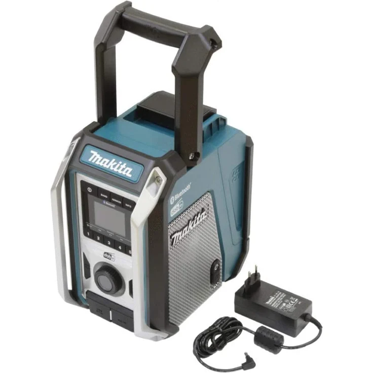 Makita DMR115 ohne Akku, inkl. Bluetooth, Netzteil Baustellenradio mit Bluetooth, geeignet für Outdoor, spritzwassergeschützt, blau – Bild 1