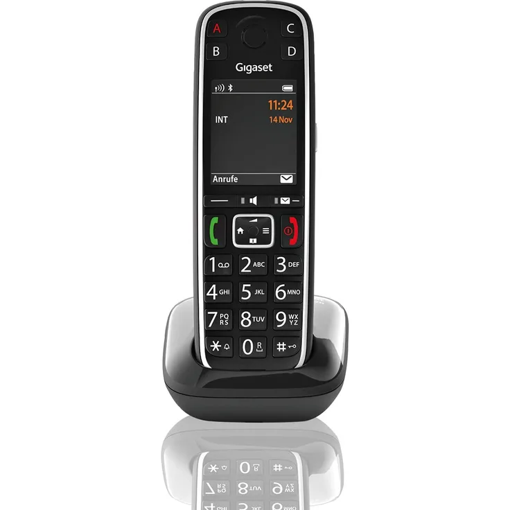 Gigaset E720HX elegantes IP-/Seniorentelefon zum Anschluss an Basisstationen oder Router (DECT Telefon mit Rufnummeransage, Bluetooth, SOS Funktion, einfacher Bedienung), VoIP-Telefon, schwarz