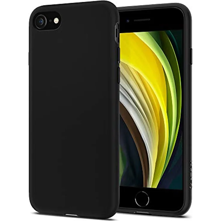 Spigen Liquid Crystal Kompatibel mit iPhone SE 2020 Hülle, iPhone 8-7 Hülle TPU Silikon Handyhülle Leicht Dünn Schutzhülle Case Schwarz 042CS21247