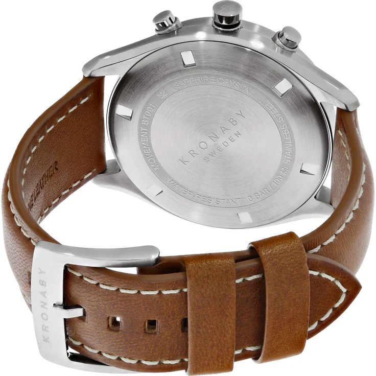 KRONABY Sekel Connected Watch A1000-0719 Hybrid-Smartwatch Unisex, 43mm, Edelstahlgehäuse, Braun/Silber/Grau – Bild 3