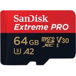 SanDisk Extreme Pro 64GB microSDXC Memory Card + SD Adapter with A2 App Performance + Rescue Pro Deluxe 170MB-s Class 10, UHS-I, U3, V30