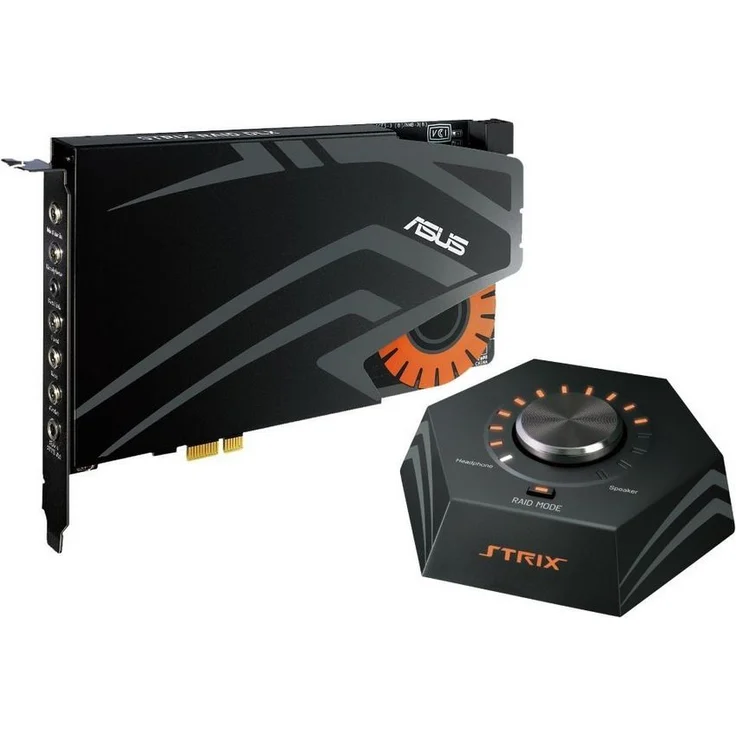 Asus Strix Raid DLX interne Gaming Soundkarte (PCI-Express, Kopfhörerverstärker, 124db SNR, Audio-Box) – Bild 1