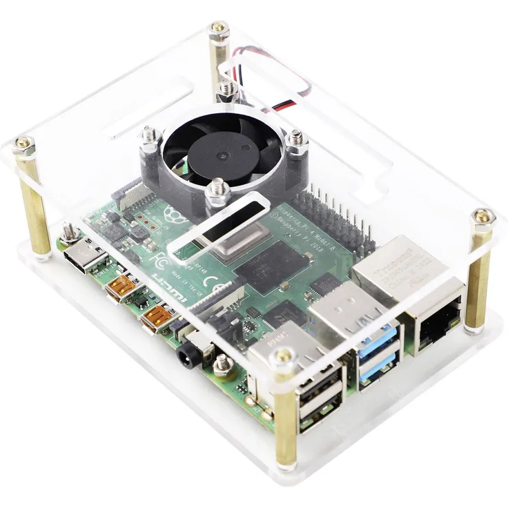 Renkforce RBP-PLC100 SBC-Gehäuse Passend für: Raspberry Pi, Banana Pi, Rock Pi inkl. aktiven Kühler Transparent