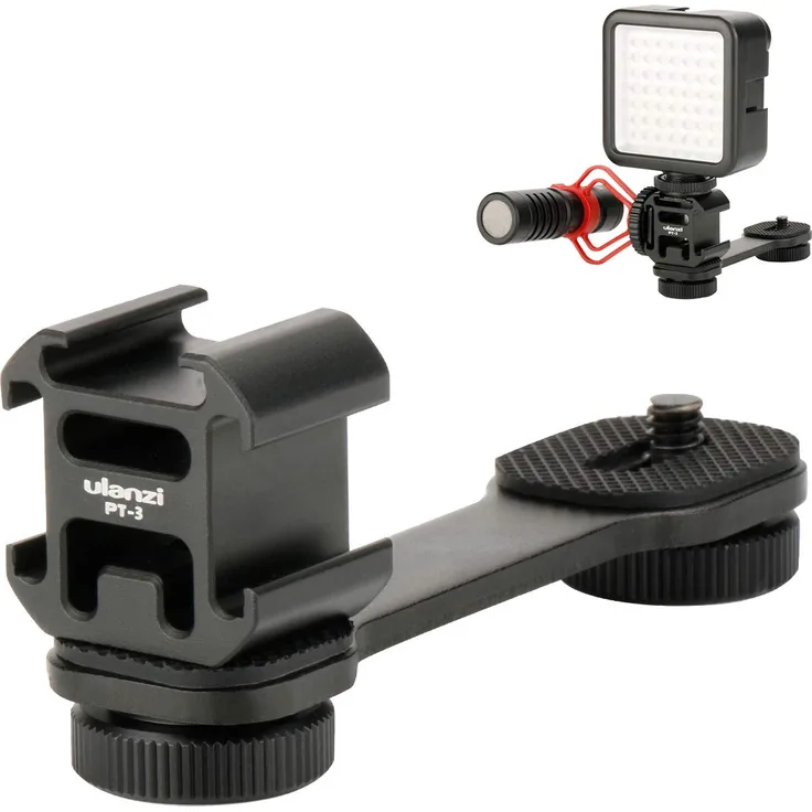 ULANZI PT-3 Triple Cold Shoe Mount Adapter Mikrofon Verlängerungsstange für Zhiyun Smooth 4 DJI Osmo Pocket Gimbal Zubehör