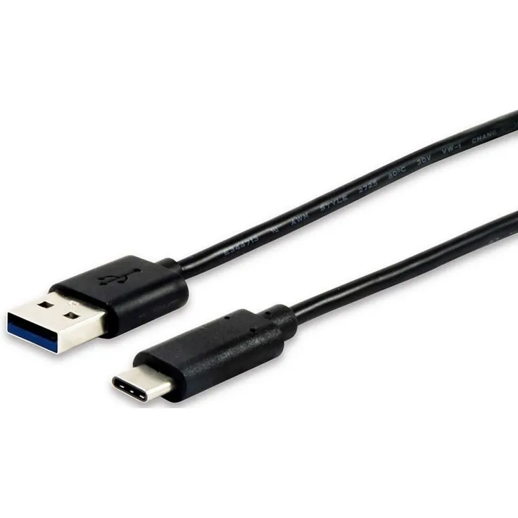 Equip - USB cable - USB Type A (M) bis USB Typ C (M) - USB 3.1 - 1 m - geformt - Schwarz