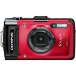 Olympus TG-2 Digitalkamera (12 Megapixel CMOS-Sensor, 4-fach opt. Zoom, 7,6 cm (3 Zoll) OLED-Display, F2,0 Objektiv, GPS, wasserdicht bis 15 m, kälteresistent, staub-, stoß und bruchgeschützt) rot