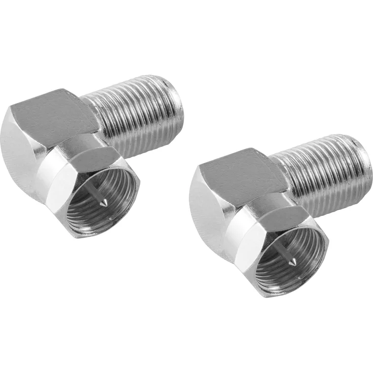 Poppstar 2x SAT-Winkel-Adapter (Antennen Winkeladapter 90 Grad gewinkelt) (Coax F-Kupplung auf F-Stecker) Winkelstecker für Koaxialkabel - Antennenkabel