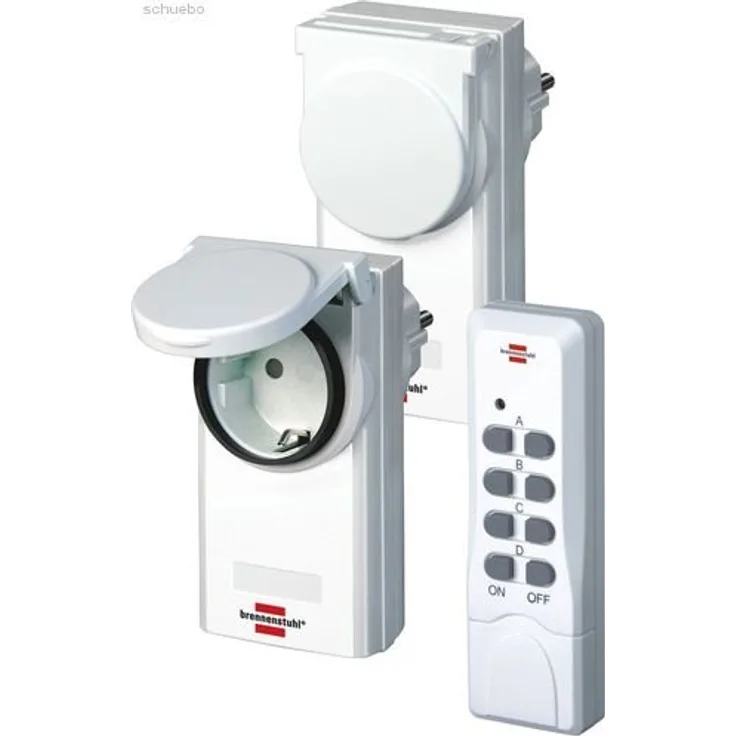 Brennenstuhl 1507030 Funkschalt-Set Comfort-Line RC CE1 0201 IP44 3-teilig, Schwarz