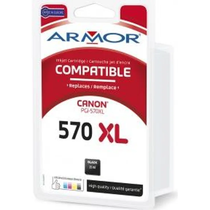 Armor 566 - 13 ml - XL - Photo schwarz - Tintenpatrone (Alternative zu: Canon CLI-571XL) - für Canon PIXMA TS5051, TS5053, TS5055, TS6050, TS6051, TS6052, TS8051, TS8052, TS9050, TS9055 (B12669R1)