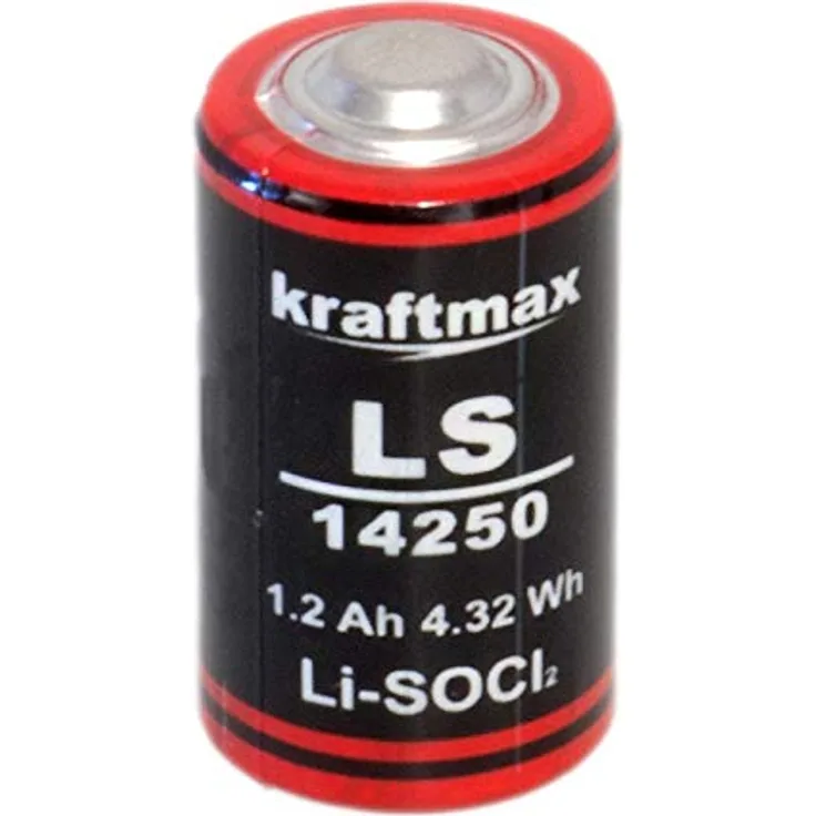 Hückmann 133751 Kraftmax Lithium 3,6V Batterie LS14250 (-55°C bis +85°C, LiSOCI2, 3,6 V, 1200 mAh)