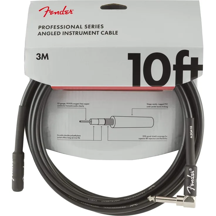 Fender Kabel Professional Series, 3m bk angled